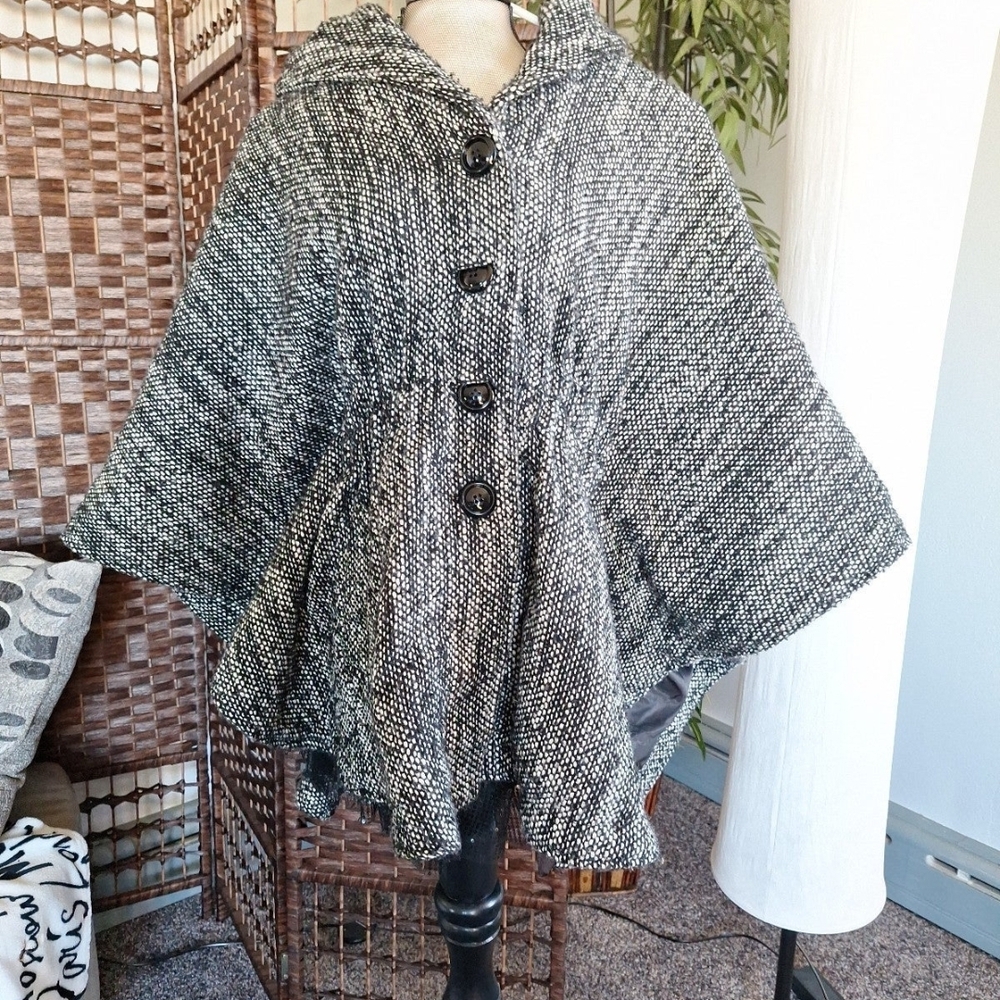 Steve Madden Black and Gray Women's Cape Coat